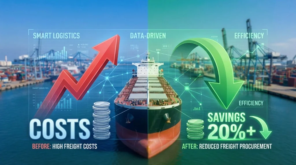 Freight cost relative to commodity trading margin; editorial B2B chart metaphor.